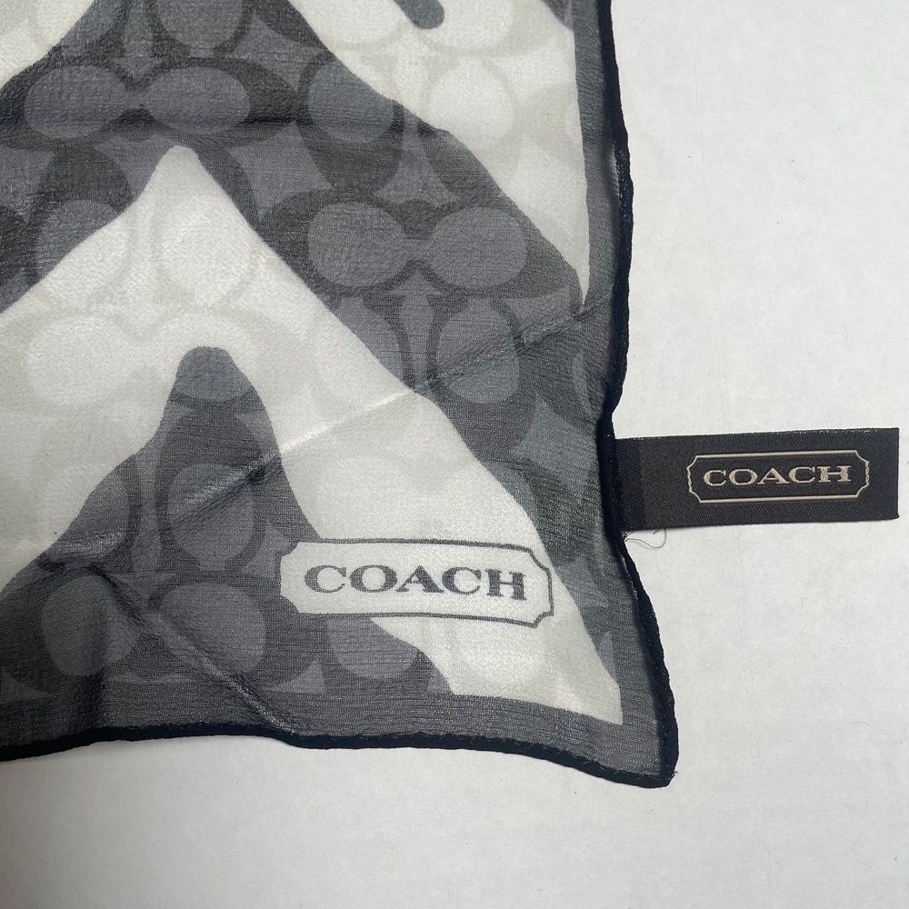 NWOT Coach signature black/white 100% silk zebra print scarf PRICE FIRM - Picture 6 of 10